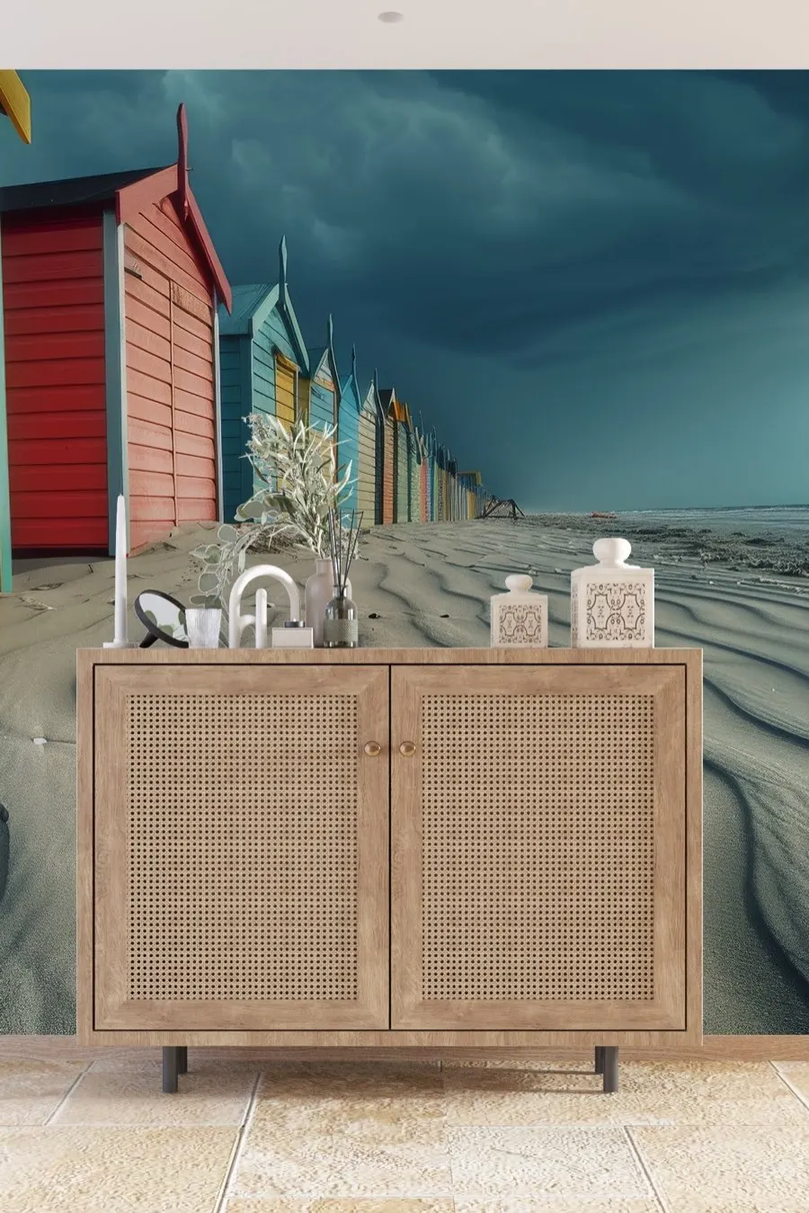 Cabanes de plage en couleurs