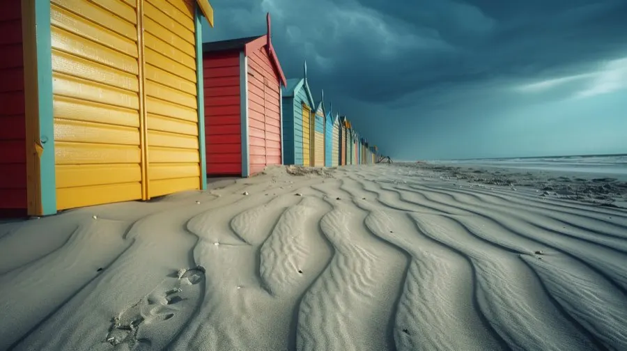 Cabanes de plage en couleurs