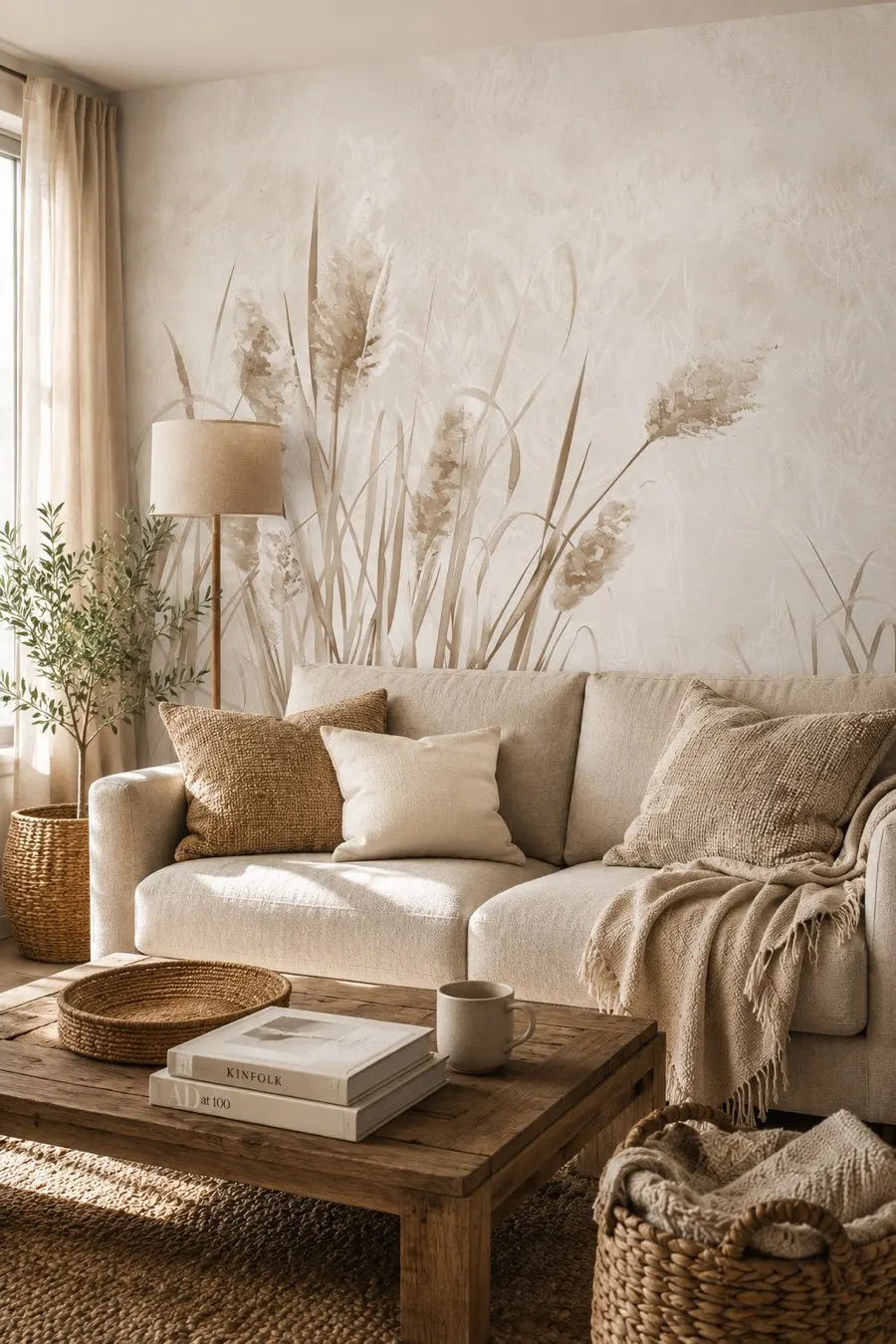 Roseaux pastels beige