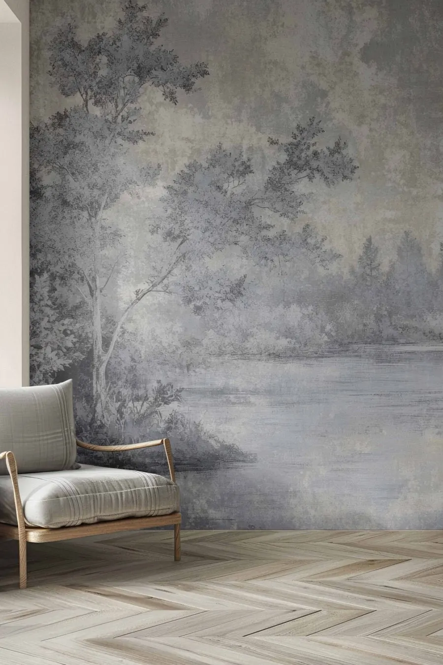 Toile de Jouy en Gris